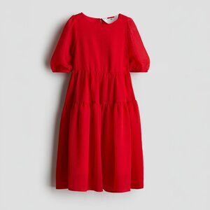 H&M Kids Girls Red Chiffon Dress